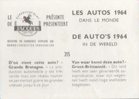 1964 Chocolat Jacques Les Autos Dans le Monde #215 D'ou Vient Cette Auto ? - Grand Bretagne Back