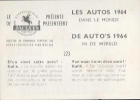 1964 Chocolat Jacques Les Autos Dans le Monde #223 D'ou Vient Cette Auto ? - Italie Back