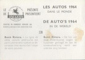 1964 Chocolat Jacques Les Autos Dans le Monde #228 Buick Riviera Back