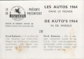 1964 Chocolat Jacques Les Autos Dans le Monde #230 Ford Galaxie Back