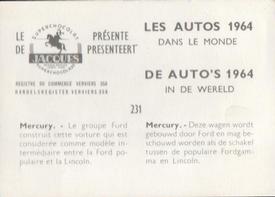 1964 Chocolat Jacques Les Autos Dans le Monde #231 Mercury Back