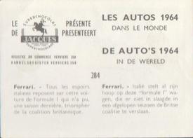 1964 Chocolat Jacques Les Autos Dans le Monde #284 Ferrari Back