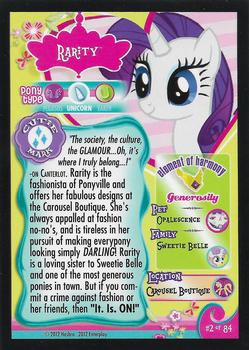2012 Enterplay My Little Pony Friendship is Magic #2 Rarity Back