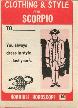 1972 Philadelphia Gum Horrible Horoscopes #60 Scorpio Back