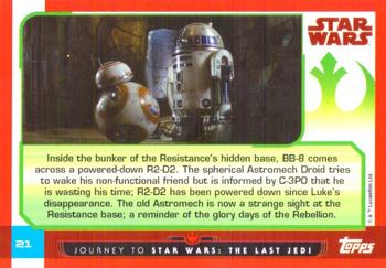 2017 Topps Star Wars Journey to the Last Jedi (UK Release) #21 R2-D2 Powered Down Back