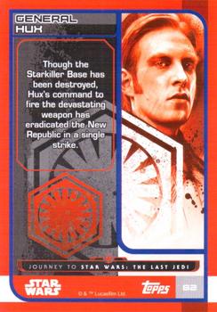 2017 Topps Star Wars Journey to the Last Jedi (UK Release) #82 General Hux Back