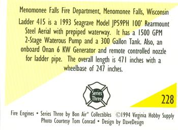 1994 Bon Air Fire Engines #228 Menomonee Falls, Wisconsin - 1993 Seagrave Aerial Back