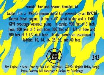 1994 Bon Air Fire Engines #343 Franklin, VA - 1990 Grumman Aerial Cat Back