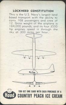 1952 Hood Ice Cream Aircraft (F49) #NNO Lockheed Constitution Back