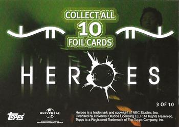 2008 Topps Heroes - Foil #3 Hiro Nakmura Back