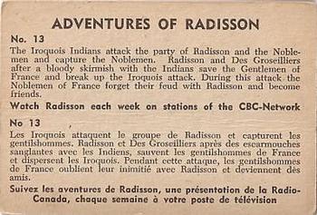 1957 Parkhurst Adventures of Radisson (V339-1) #13 The Iroquois Indians attack the party Back
