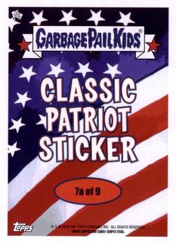2016 Topps Garbage Pail Kids American As Apple Pie In Your Face - Classic Patriot #7a Baby Abie Back