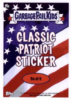 2016 Topps Garbage Pail Kids American As Apple Pie In Your Face - Classic Patriot #9a Barnyard Barney Back