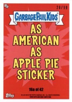 2016 Topps Garbage Pail Kids American As Apple Pie In Your Face - Spit #16a Grand Grant Back