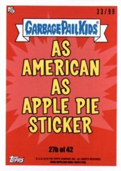 2016 Topps Garbage Pail Kids American As Apple Pie In Your Face - Spit #27b Whack Jack Back