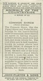 1939 Player's Animals of the Countryside #2 Common Shrew Back