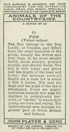 1939 Player's Animals of the Countryside #11 Fox Back