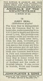 1939 Player's Animals of the Countryside #19 Grey Seal Back