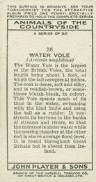 1939 Player's Animals of the Countryside #26 Water Vole Back