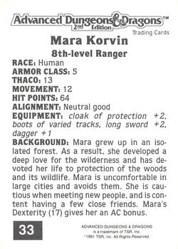 1991 TSR Advanced Dungeons & Dragons #33 Mara Korvin Back