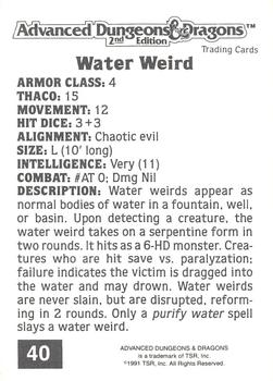 1991 TSR Advanced Dungeons & Dragons #40 Water Weird Back