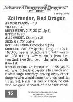 1991 TSR Advanced Dungeons & Dragons #42 Zollrendar, Red Dragon Back