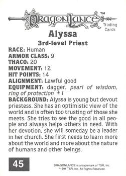 1991 TSR Advanced Dungeons & Dragons #45 Alyssa Back