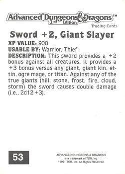1991 TSR Advanced Dungeons & Dragons #53 Sword +2, Giant Slayer Back
