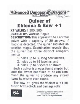 1991 TSR Advanced Dungeons & Dragons #64 Quiver of Ehlonna & Bow +1 Back