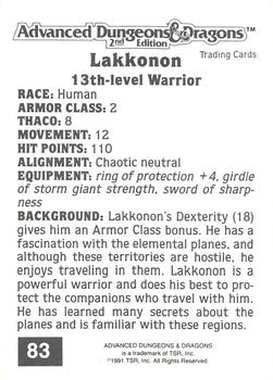 1991 TSR Advanced Dungeons & Dragons #83 Lakkonon Back