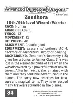 1991 TSR Advanced Dungeons & Dragons #84 Zendhora Back