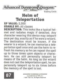 1991 TSR Advanced Dungeons & Dragons #87 Helm of Teleportation Back