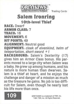 1991 TSR Advanced Dungeons & Dragons #109 Salem Ironring Back