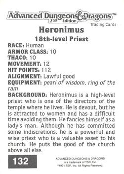 1991 TSR Advanced Dungeons & Dragons #132 Heronimus Back