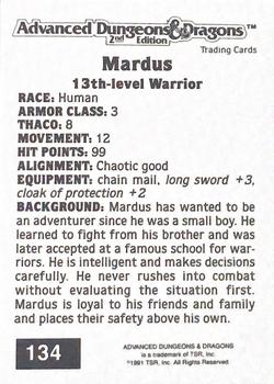 1991 TSR Advanced Dungeons & Dragons #134 Mardus Back