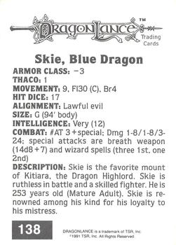 1991 TSR Advanced Dungeons & Dragons #138 Skie, Blue Dragon Back