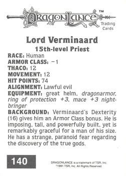 1991 TSR Advanced Dungeons & Dragons #140 Lord Verminaard Back