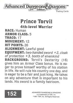 1991 TSR Advanced Dungeons & Dragons #152 Prince Torvil Back