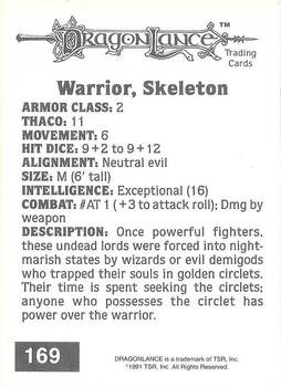 1991 TSR Advanced Dungeons & Dragons #169 Warrior, Skeleton Back