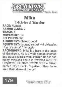 1991 TSR Advanced Dungeons & Dragons #179 Mika Back