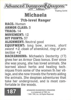 1991 TSR Advanced Dungeons & Dragons #187 Michaela Back
