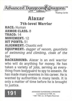 1991 TSR Advanced Dungeons & Dragons #191 Alazar Back
