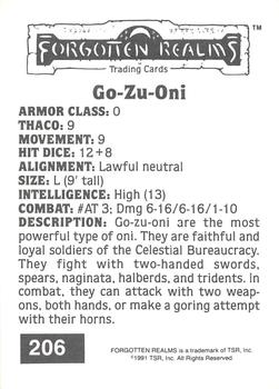 1991 TSR Advanced Dungeons & Dragons #206 Go-Zu-Oni Back
