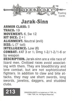 1991 TSR Advanced Dungeons & Dragons #213 Jarak-Sinn Back