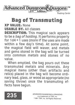 1991 TSR Advanced Dungeons & Dragons #235 Bag of Transmuting Back