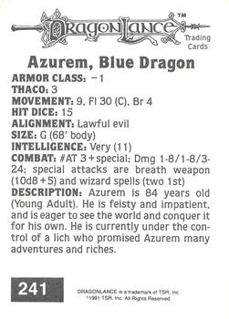 1991 TSR Advanced Dungeons & Dragons #241 Azurem, Blue Dragon Back