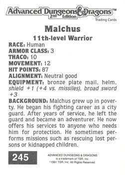 1991 TSR Advanced Dungeons & Dragons #245 Malchus Back