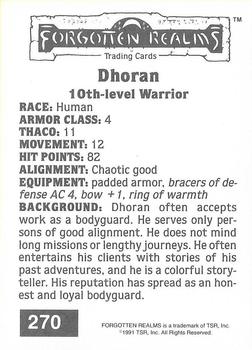 1991 TSR Advanced Dungeons & Dragons #270 Dhoran Back