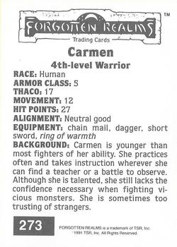 1991 TSR Advanced Dungeons & Dragons #273 Carmen Back