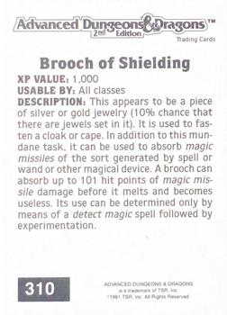 1991 TSR Advanced Dungeons & Dragons #310 Brooch of Shielding Back
